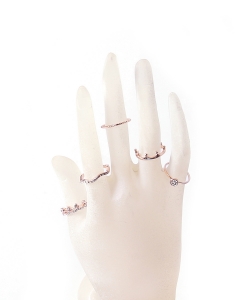 5 Pieces Asssorted Fashionable Ring Set RZ320005 ROSEGOLD